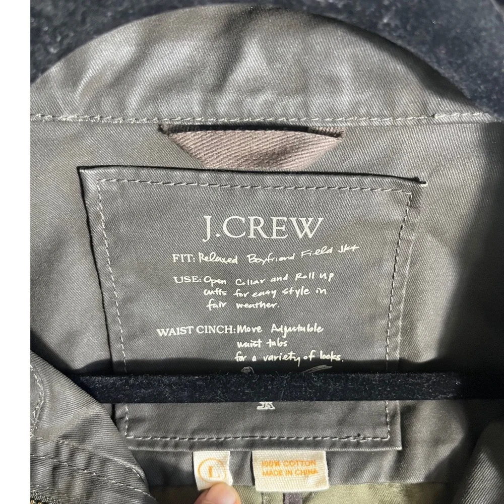 J.Crew Downtown Field Jacket XS Gray Utility Military Waxed Cotton Snap‎ Zip